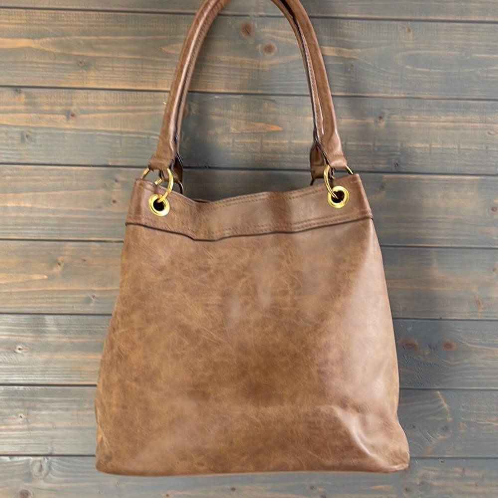 Brown Patchwork Tote Shoulder Bag - image 4